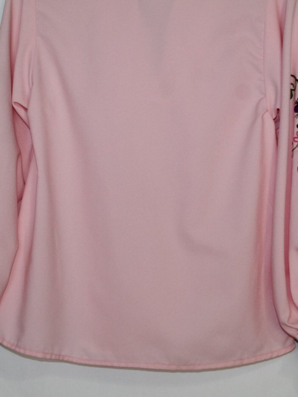Vintage 70s women's blouse pink handmade pointed collar floral embroidered - Picture 9 of 11